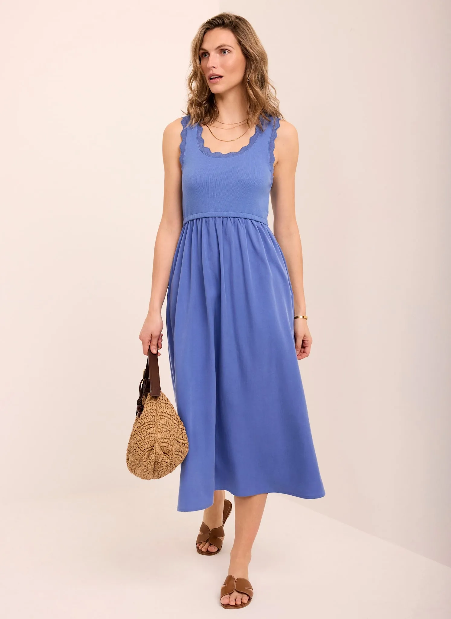 Blue Scallop Trim Midi Dress sold by Mint Velvet product image thumbnail 3