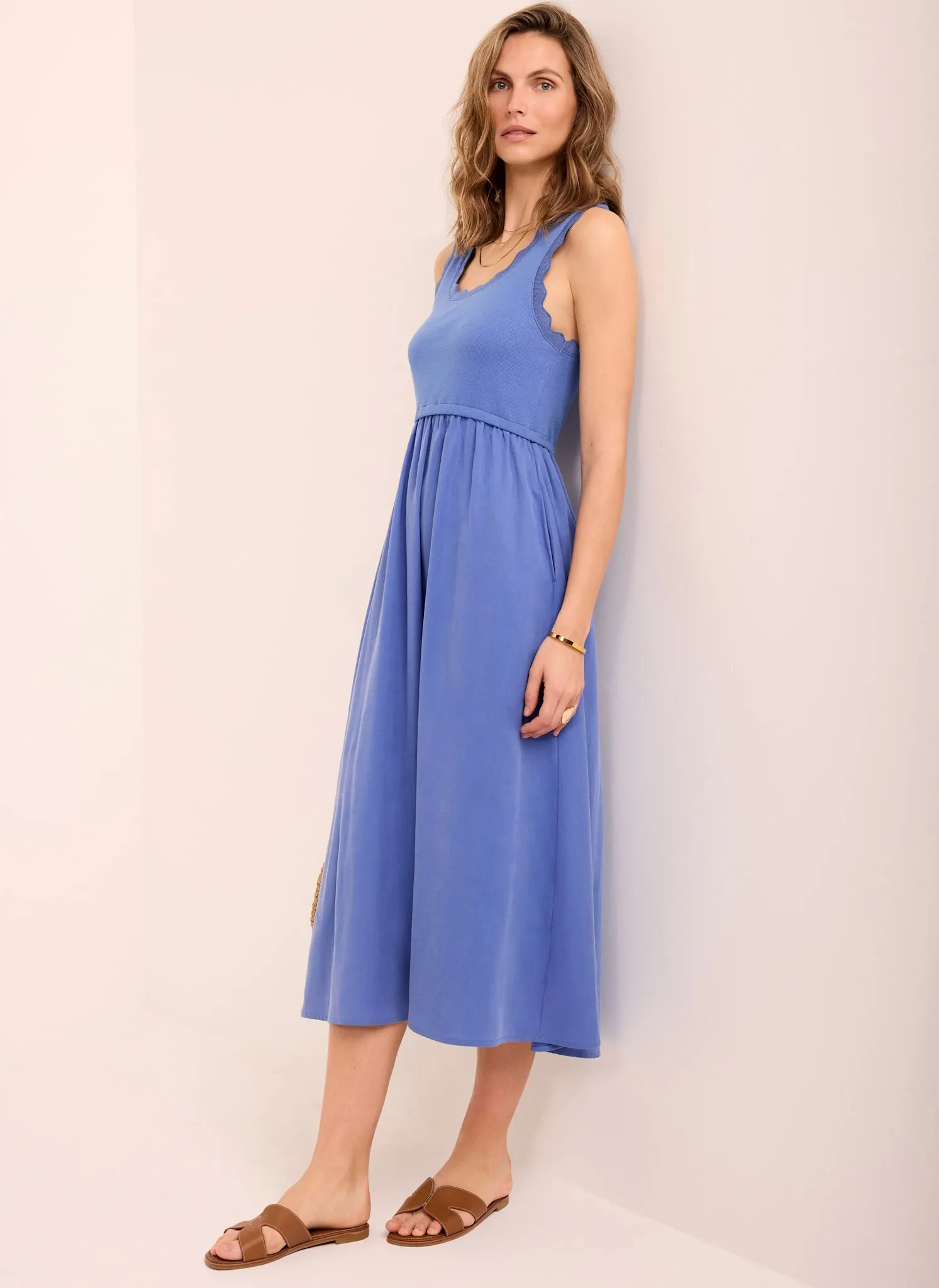 Blue Scallop Trim Midi Dress sold by Mint Velvet product image thumbnail 5