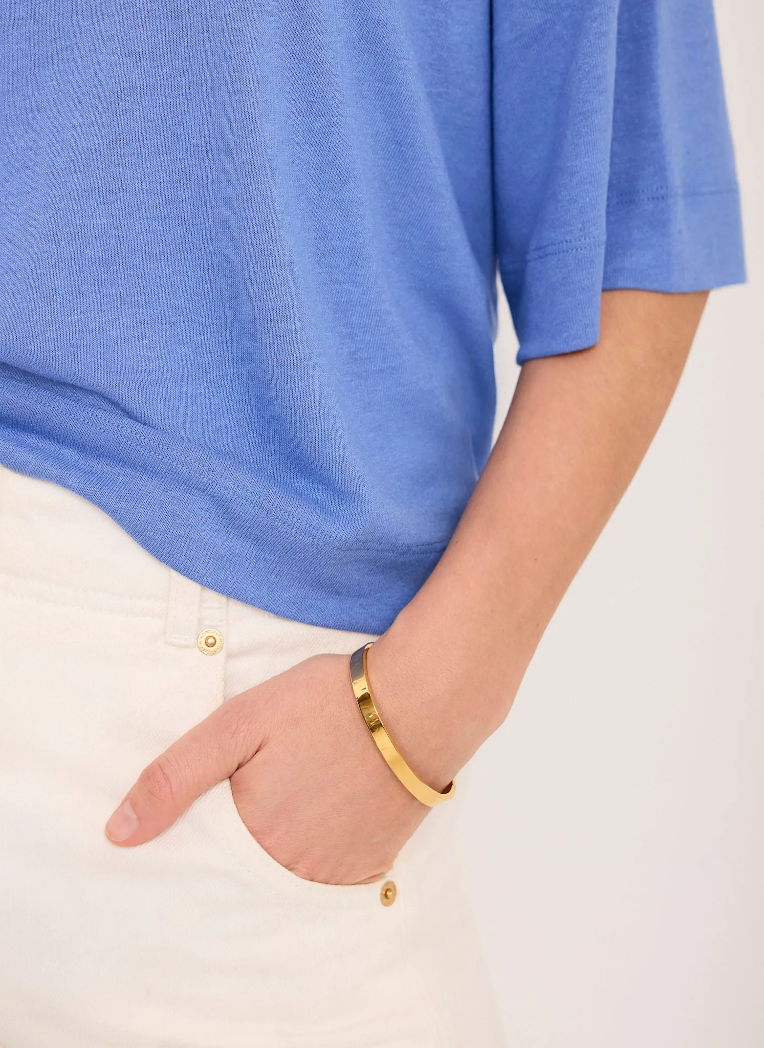 Blue Linen Blend Boxy T-Shirt sold by Mint Velvet product image thumbnail 5