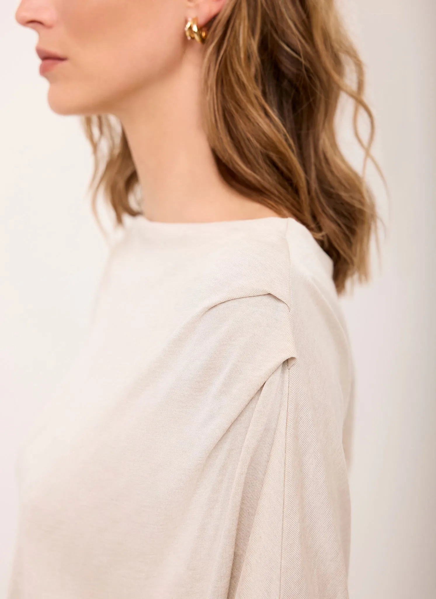 Neutral Metallic Ruched Long Sleeve Top sold by Mint Velvet product image thumbnail 3