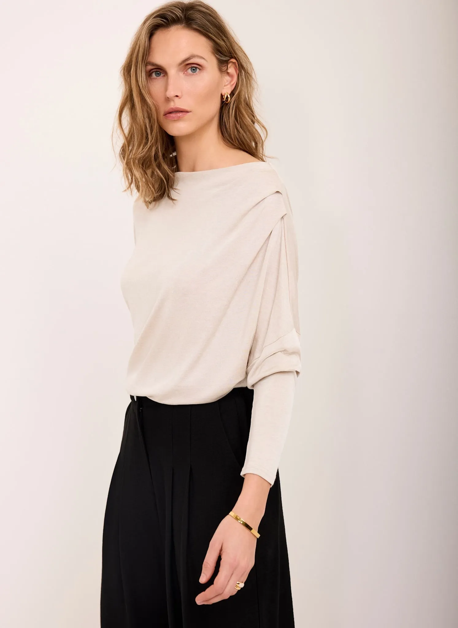Neutral Metallic Ruched Long Sleeve Top sold by Mint Velvet product image thumbnail 5