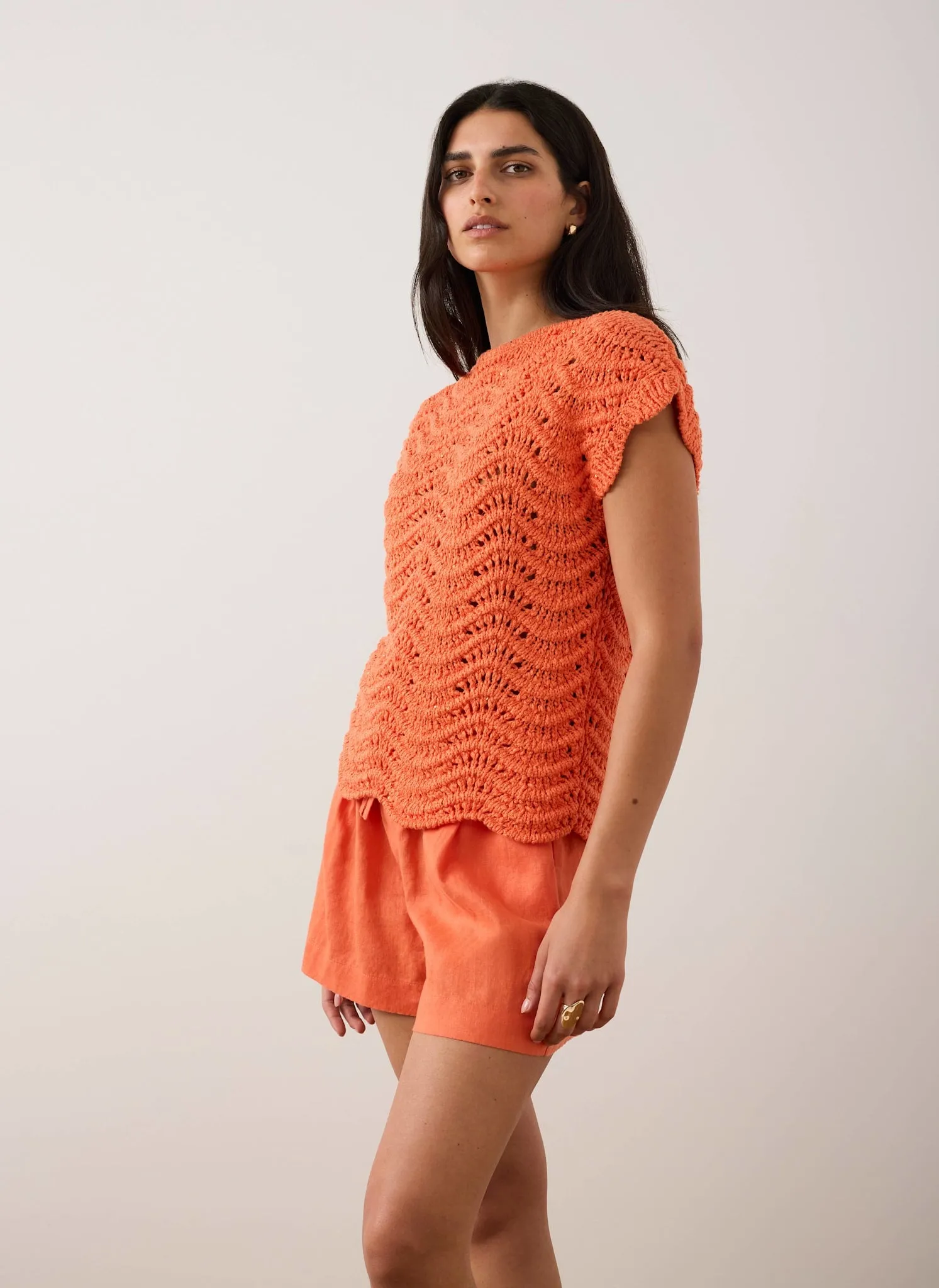 Orange Embellished Crochet Knit Top sold by Mint Velvet product image thumbnail 2