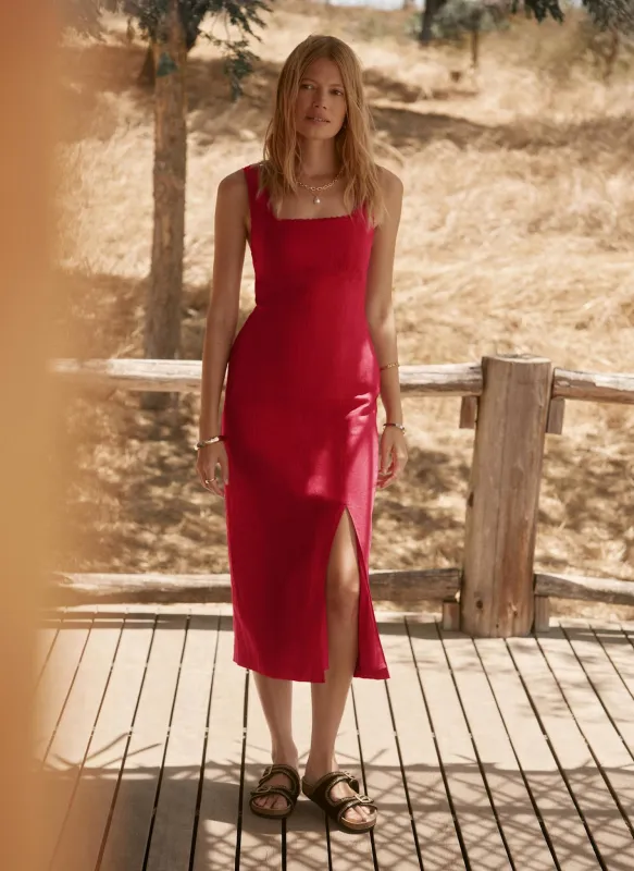 Red Linen Midi Dress sold by Mint Velvet