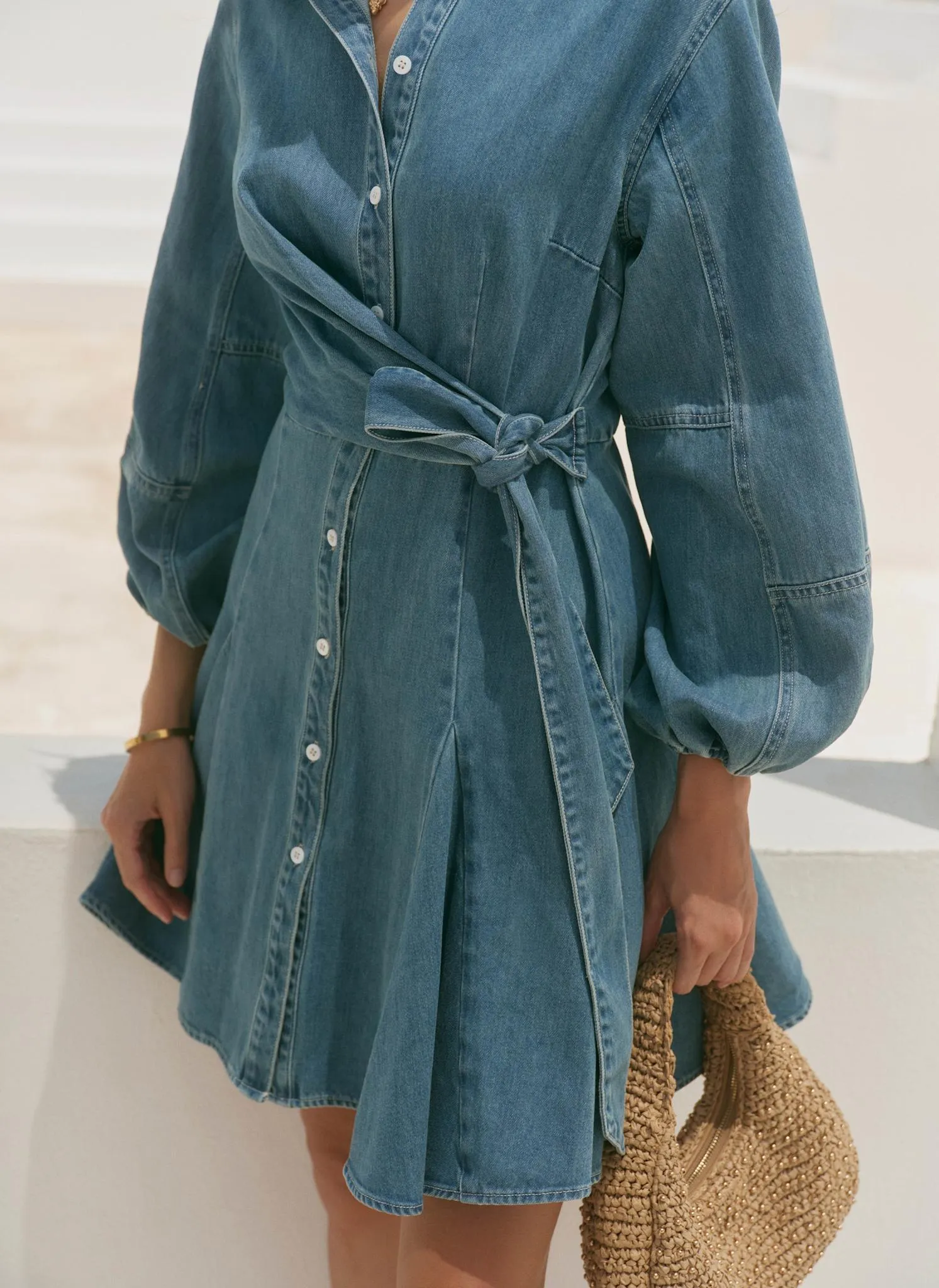 Mid Indigo Denim Mini Shirt Dress sold by Mint Velvet product image thumbnail 4