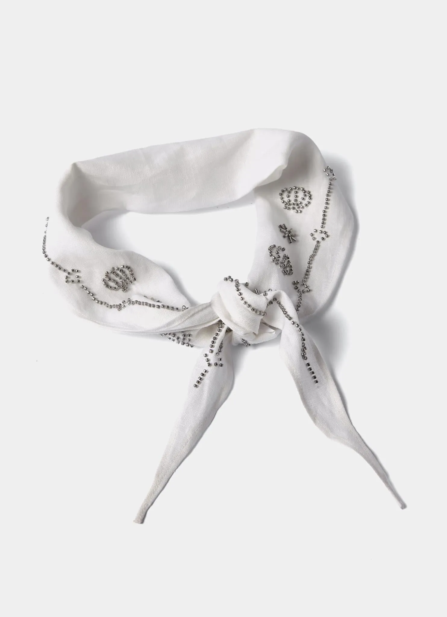 Cream Linen Embellished Neck Scarf sold by Mint Velvet product image thumbnail 5