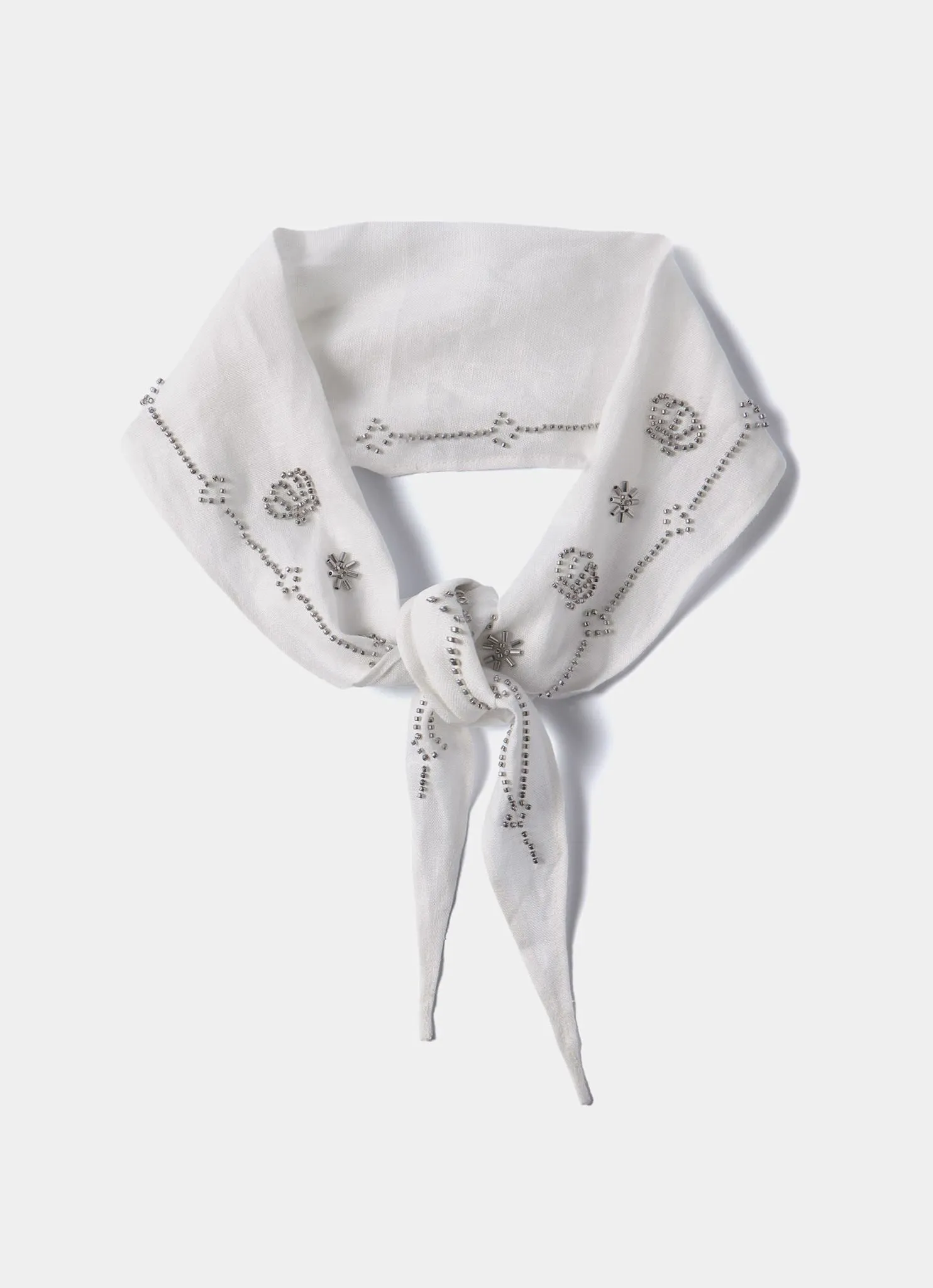 Cream Linen Embellished Neck Scarf sold by Mint Velvet product image thumbnail 3