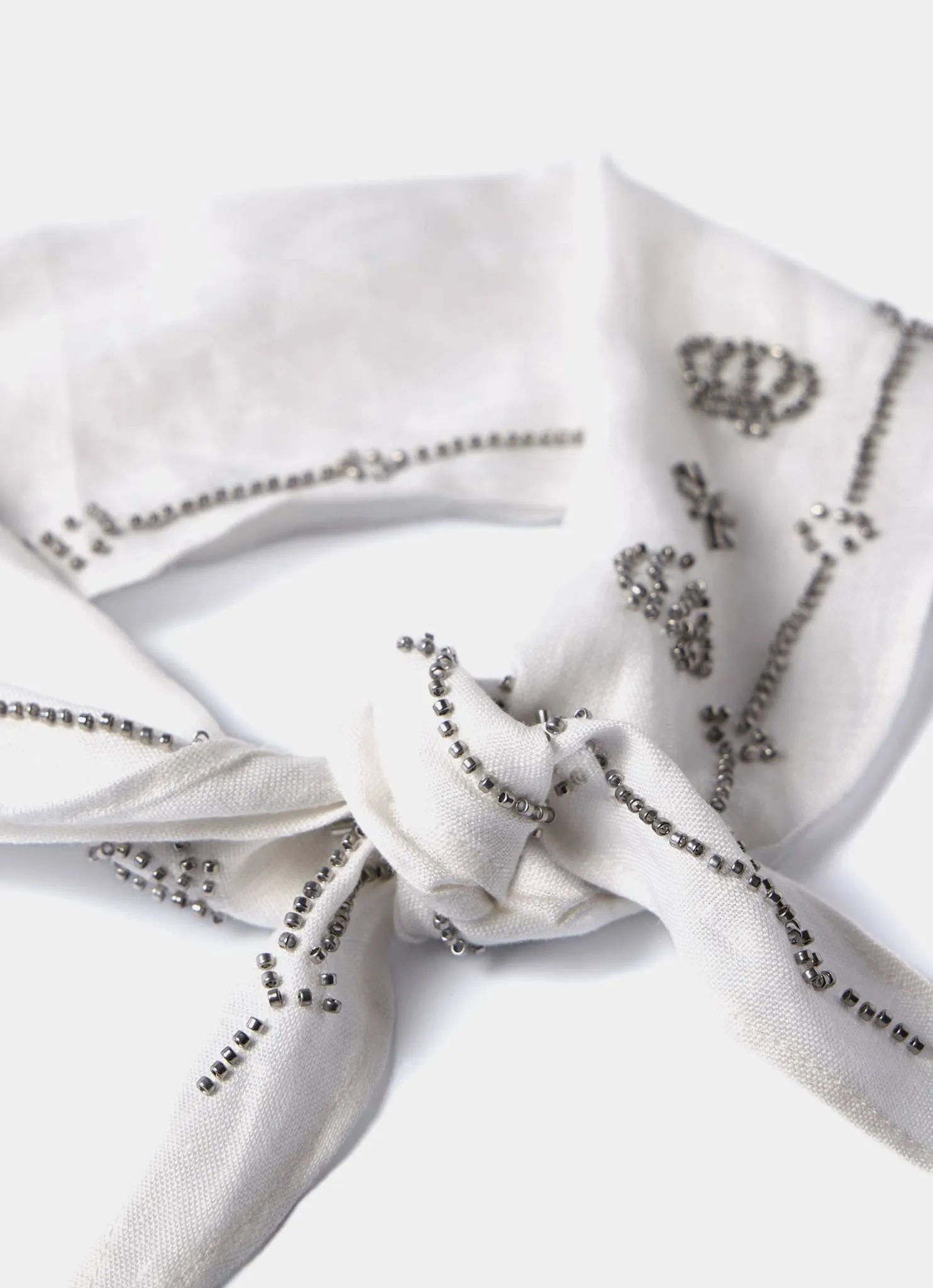 Cream Linen Embellished Neck Scarf sold by Mint Velvet product image thumbnail 4