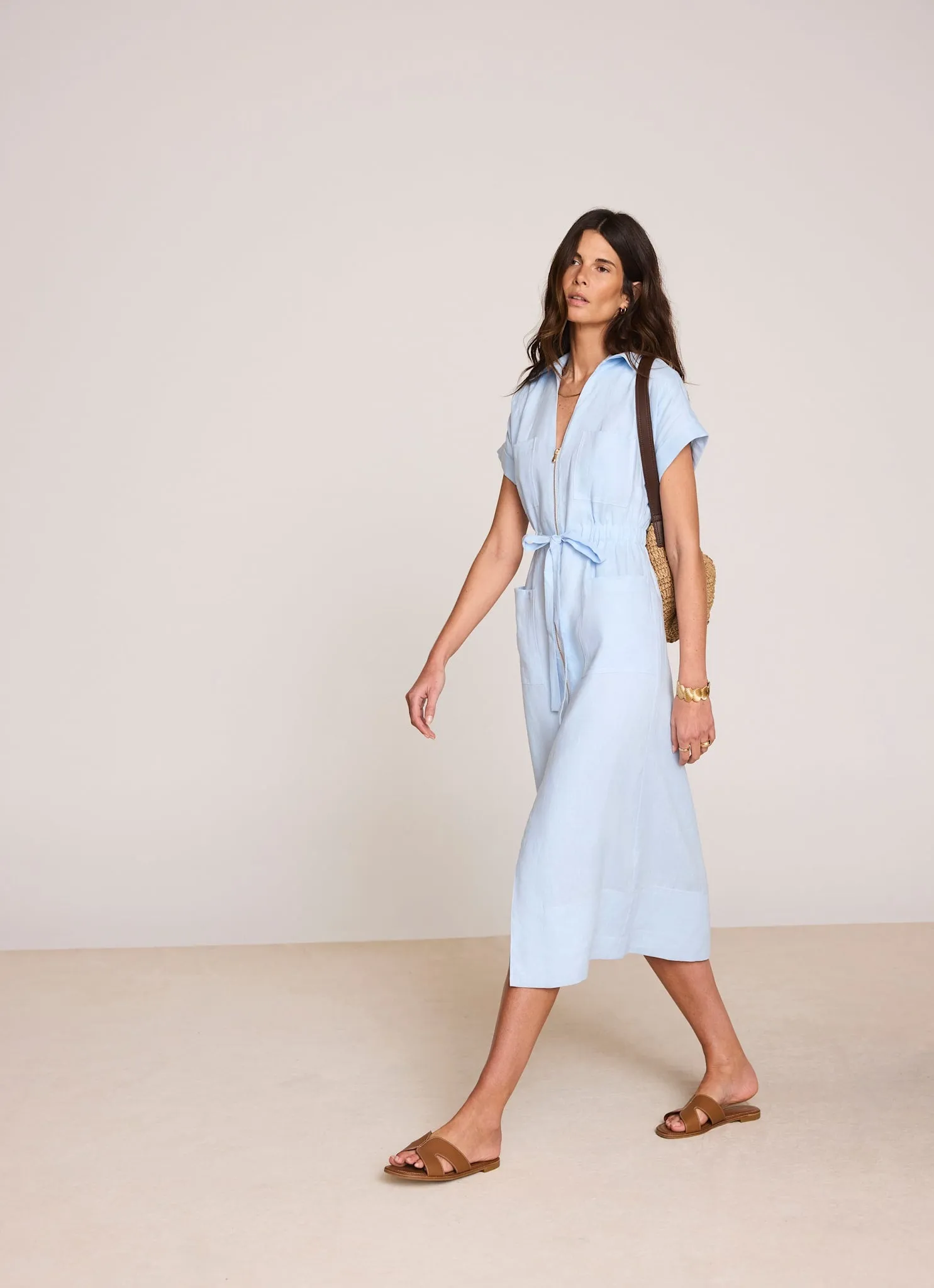 Pale Blue Linen Midi Shirt Dress sold by Mint Velvet product image thumbnail 2