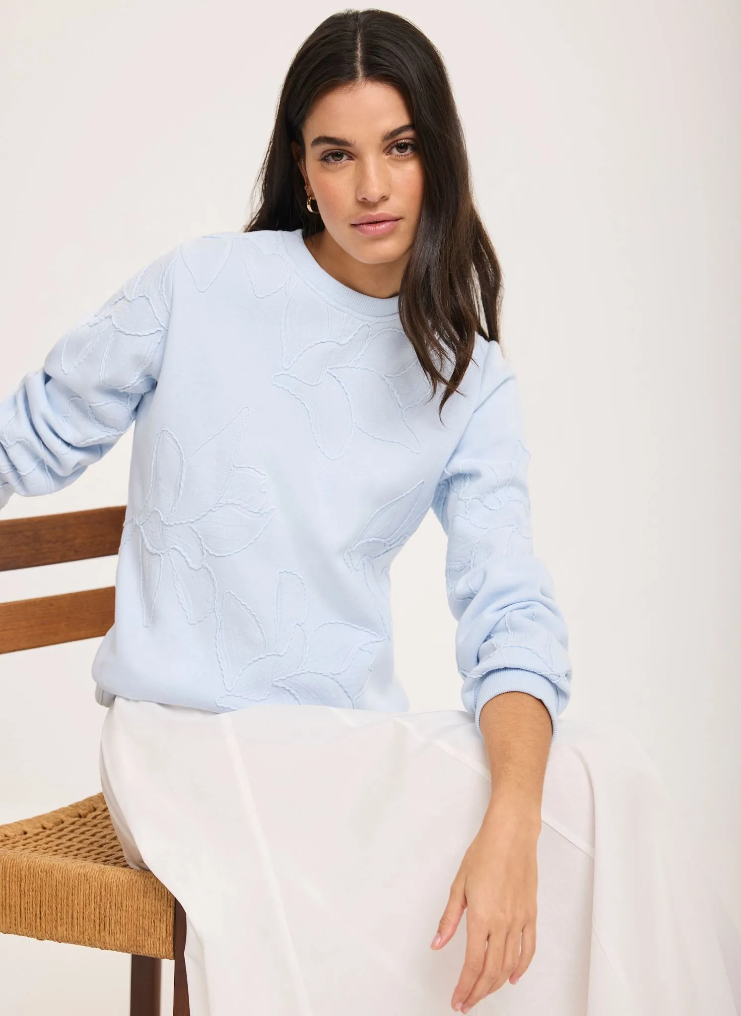 Pale Blue Embroidered Sweatshirt sold by Mint Velvet