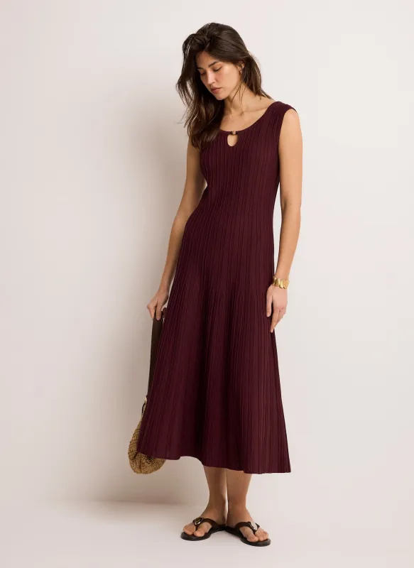 Burgundy Ribbed Beaded Midi Dress made by Mint Velvet