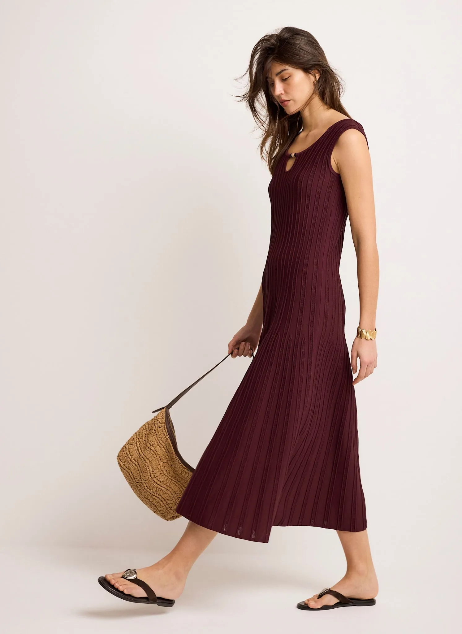 Burgundy Ribbed Beaded Midi Dress sold by Mint Velvet product image thumbnail 2