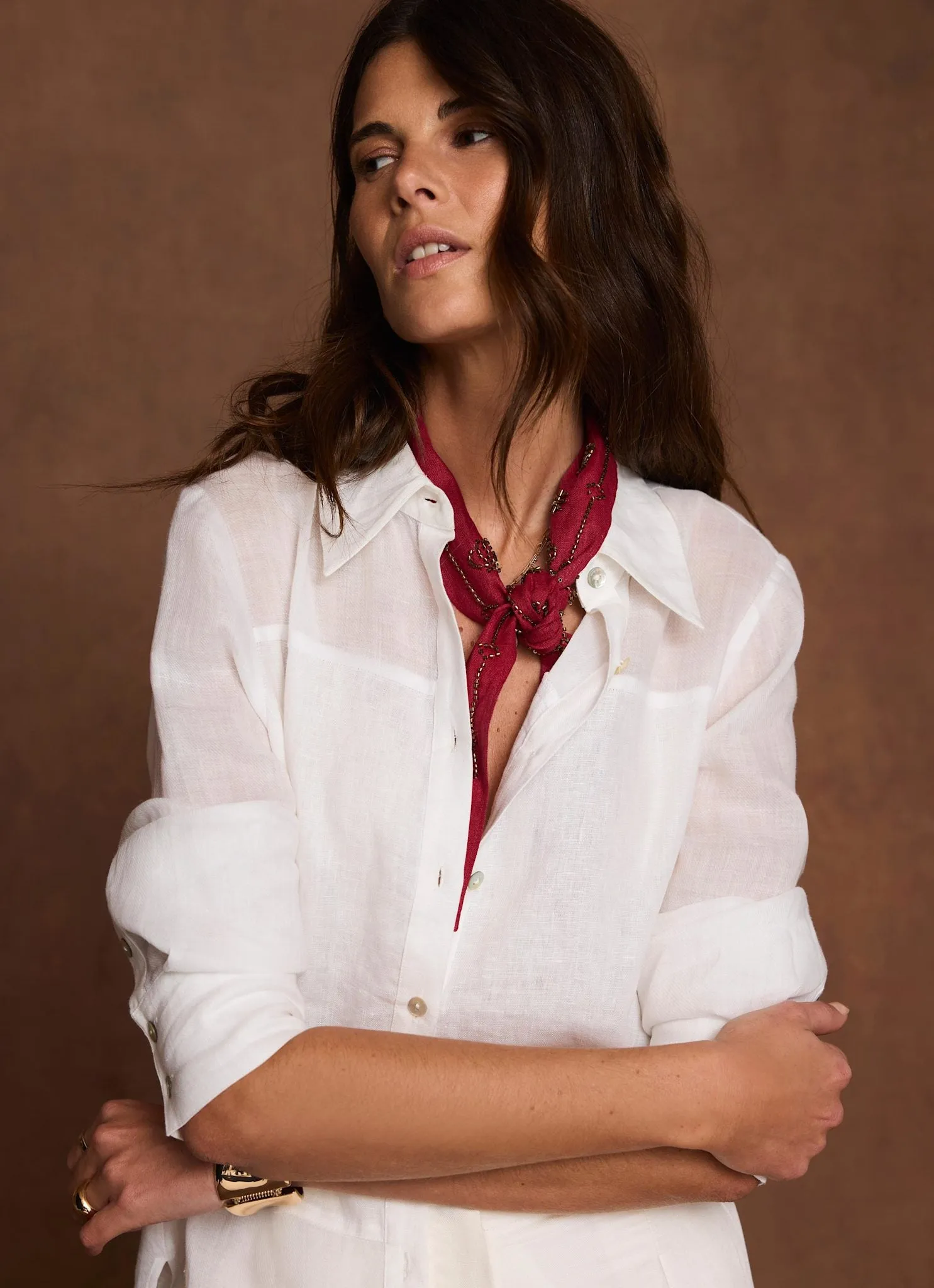 Red Linen Embellished Neck Scarf sold by Mint Velvet product image thumbnail 2