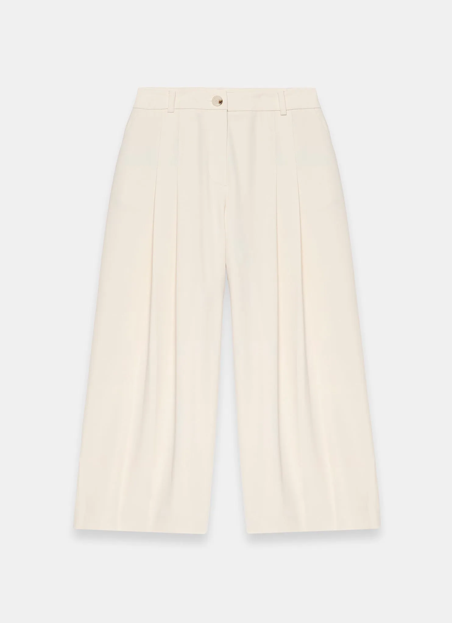 Cream Pleated Cropped Wide Trousers sold by Mint Velvet product image thumbnail 3