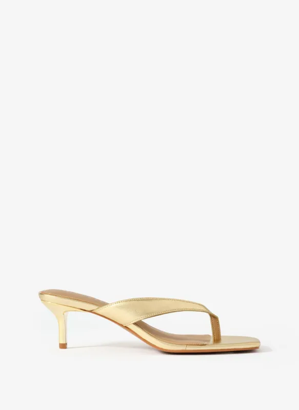 Betty Gold Leather Flip Flop Heels made by Mint Velvet