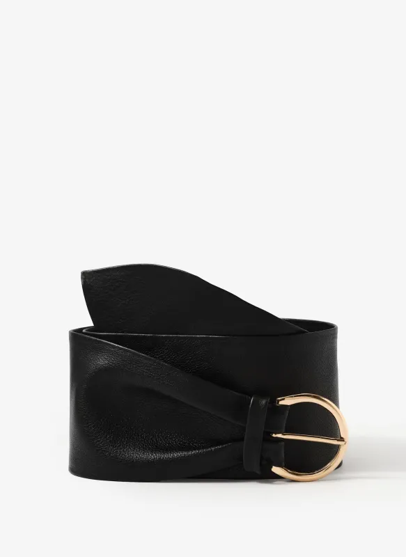 Black Leather Soft Wide Waist Belt sold by Mint Velvet