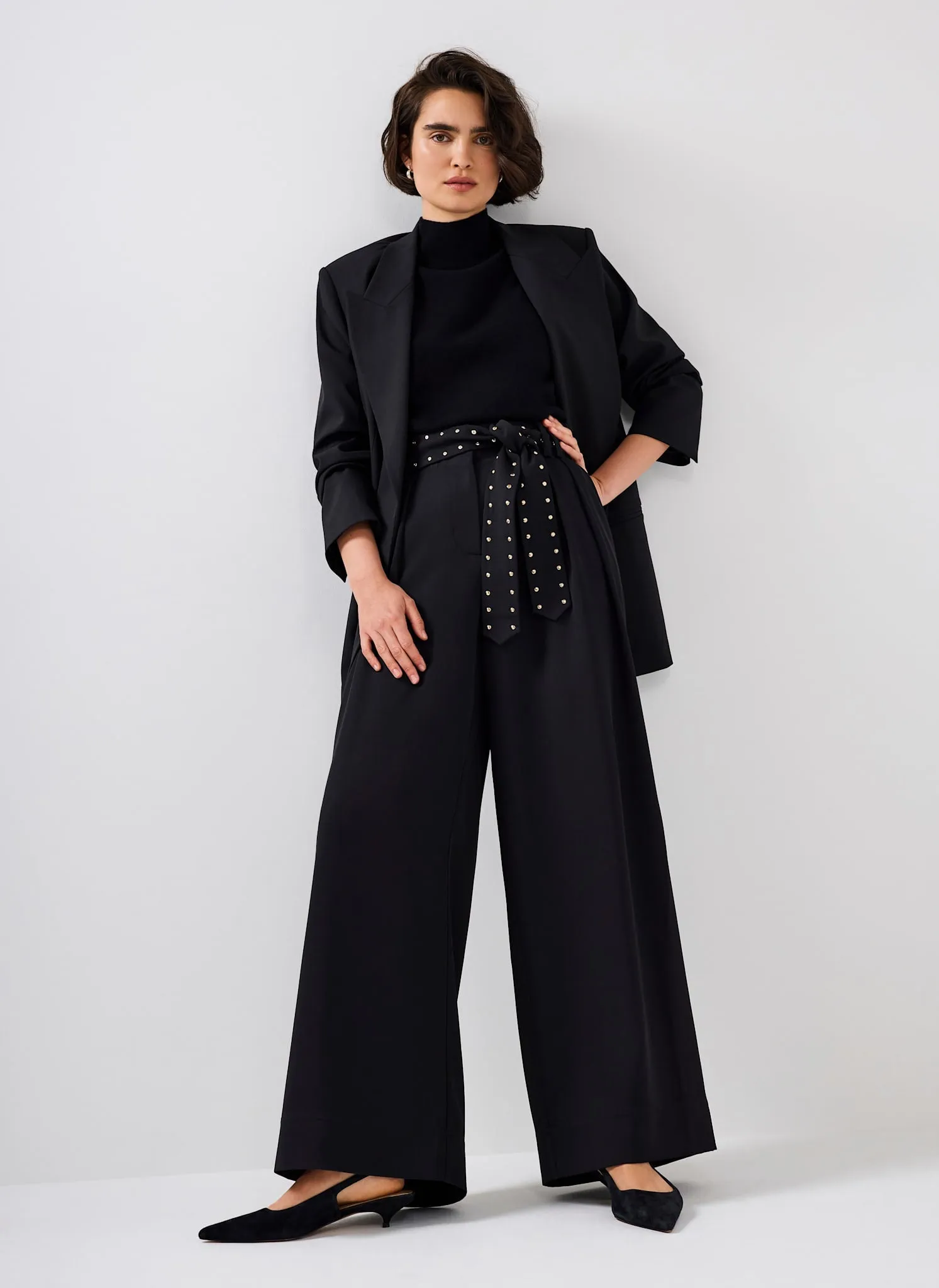 Black Belted Wide Trousers sold by Mint Velvet product image thumbnail 5