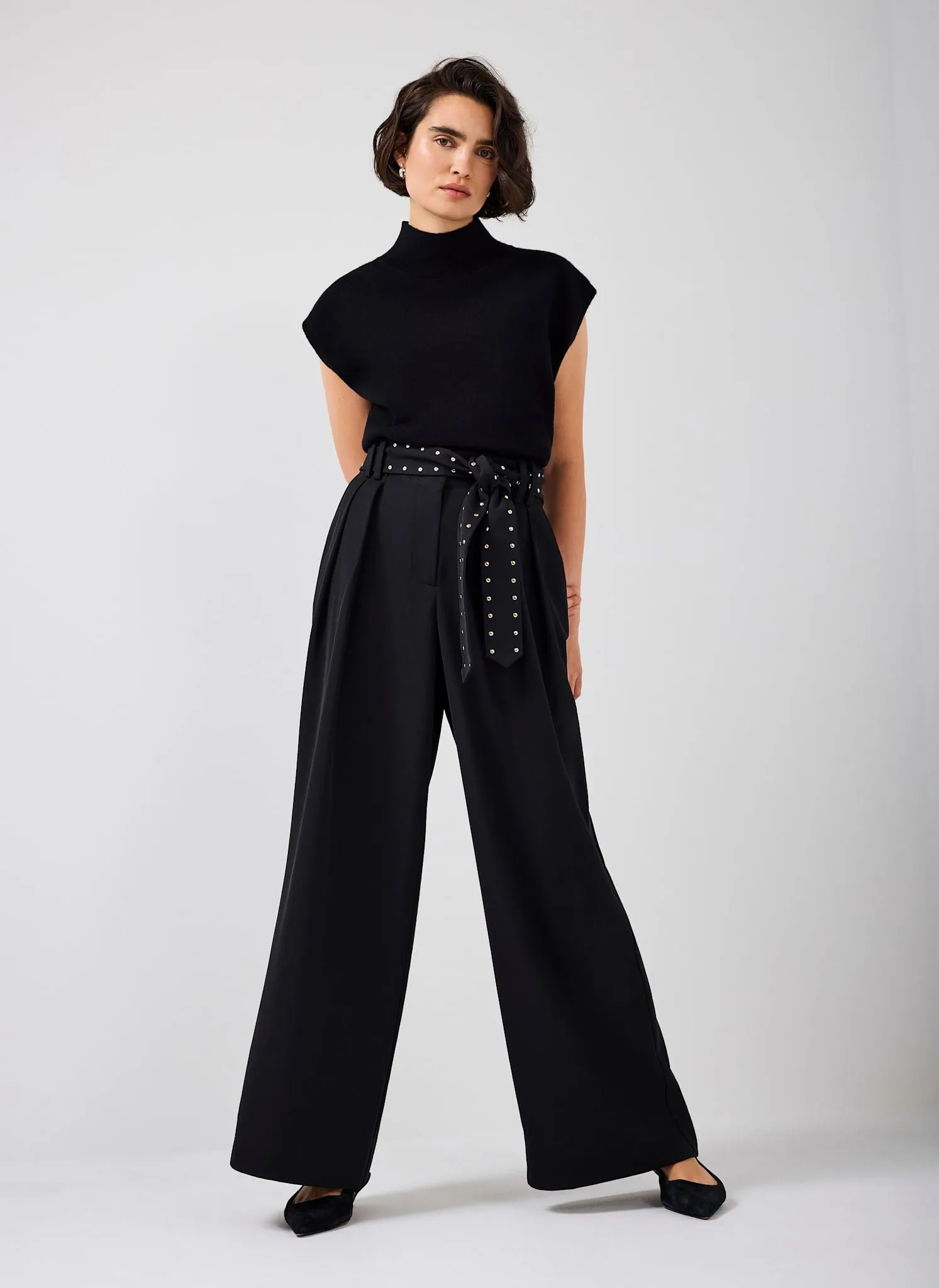 Black Belted Wide Trousers sold by Mint Velvet product image thumbnail 3
