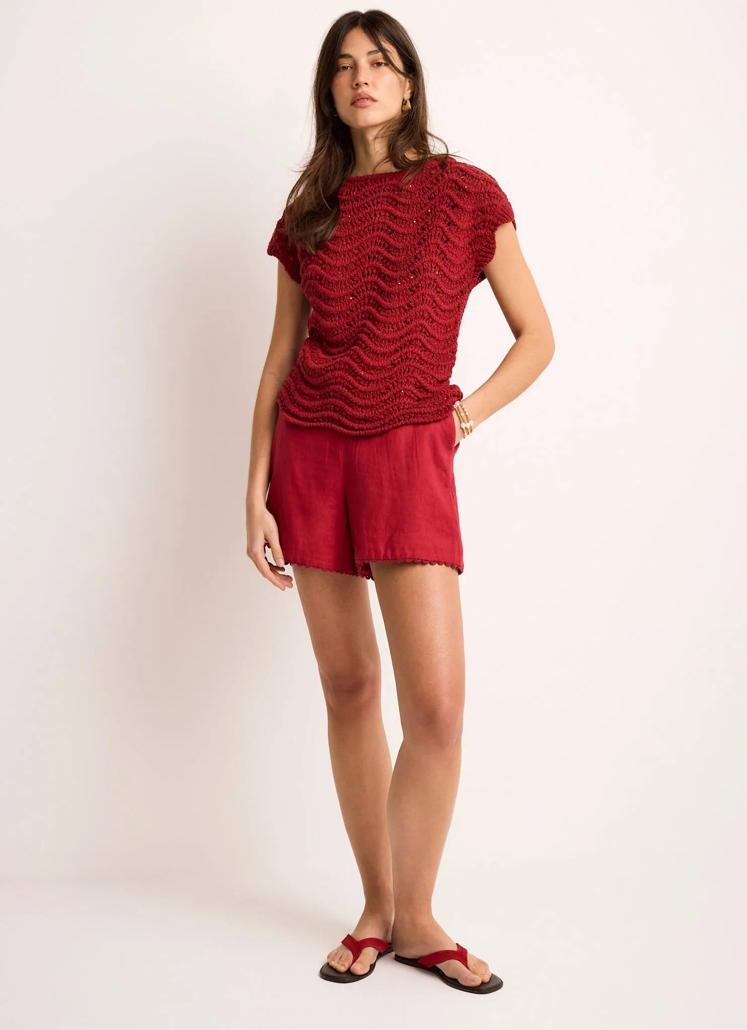 Red Embellished Crochet Knit Top sold by Mint Velvet product image thumbnail 5