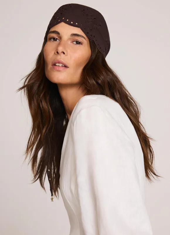 Brown Cotton Broderie Charm Scarf sold by Mint Velvet