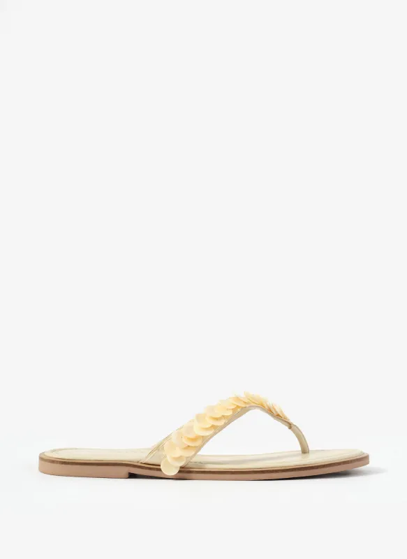 Freya Cream Pearl Detail Flip Flop Sandals made by Mint Velvet