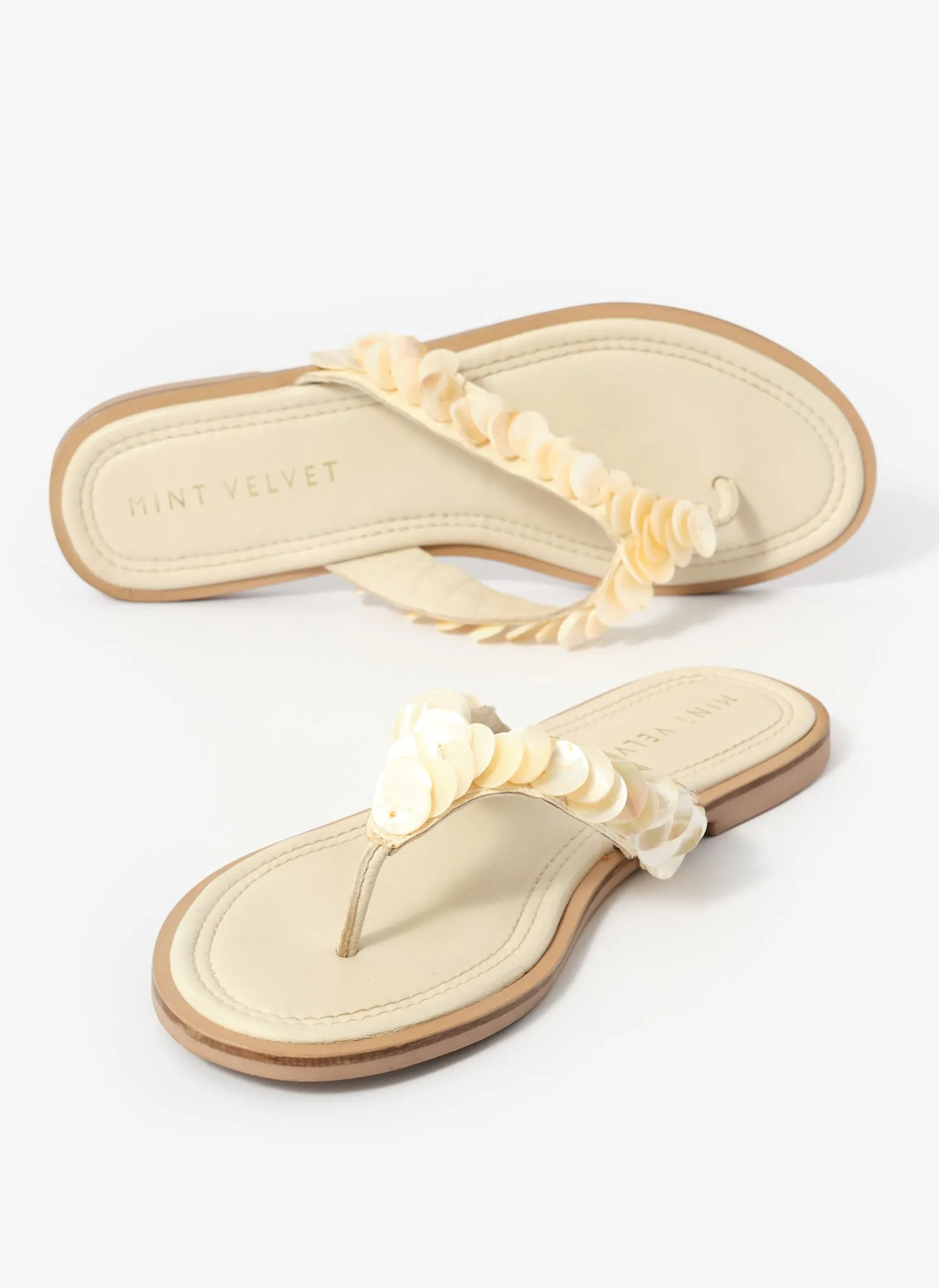 Freya Cream Pearl Detail Flip Flop Sandals sold by Mint Velvet product image thumbnail 3