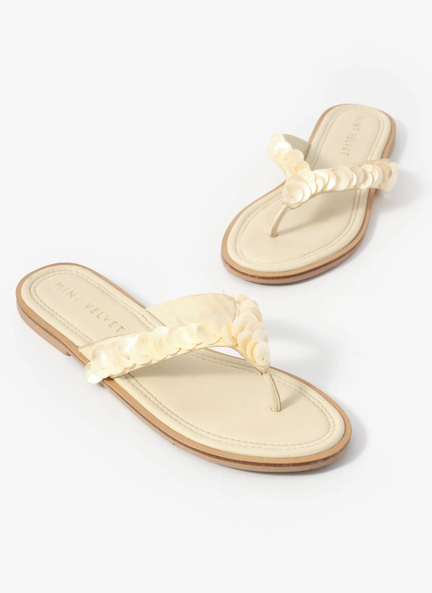 Freya Cream Pearl Detail Flip Flop Sandals sold by Mint Velvet product image thumbnail 2