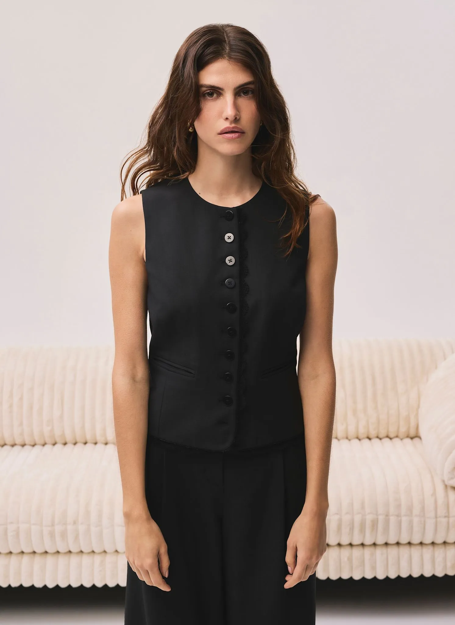 Black Lace Trim Waistcoat sold by Mint Velvet product image thumbnail 5