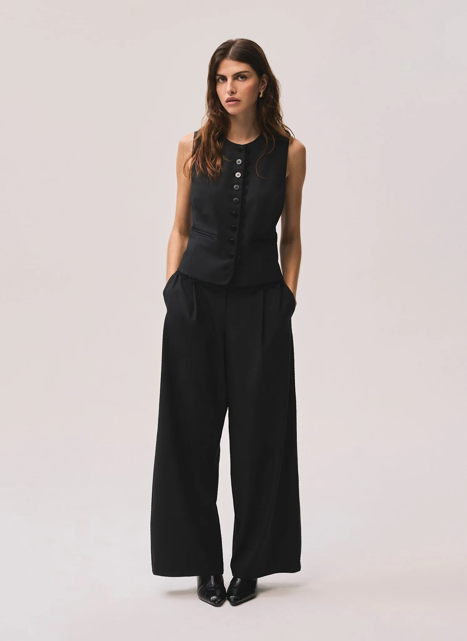 Black Lace Trim Waistcoat sold by Mint Velvet product image thumbnail 4