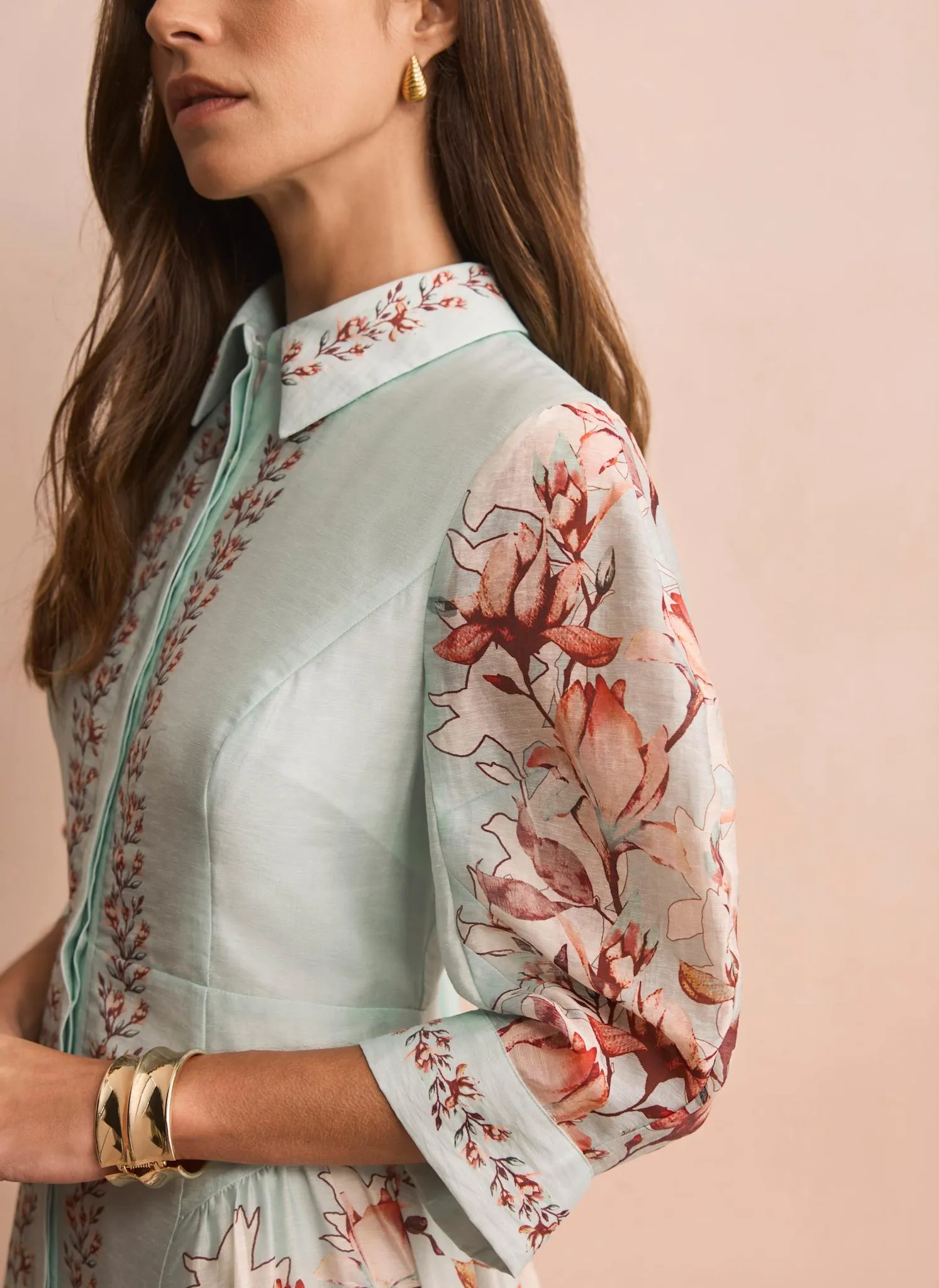 Blue Floral Print Maxi Shirt Dress sold by Mint Velvet product image thumbnail 5