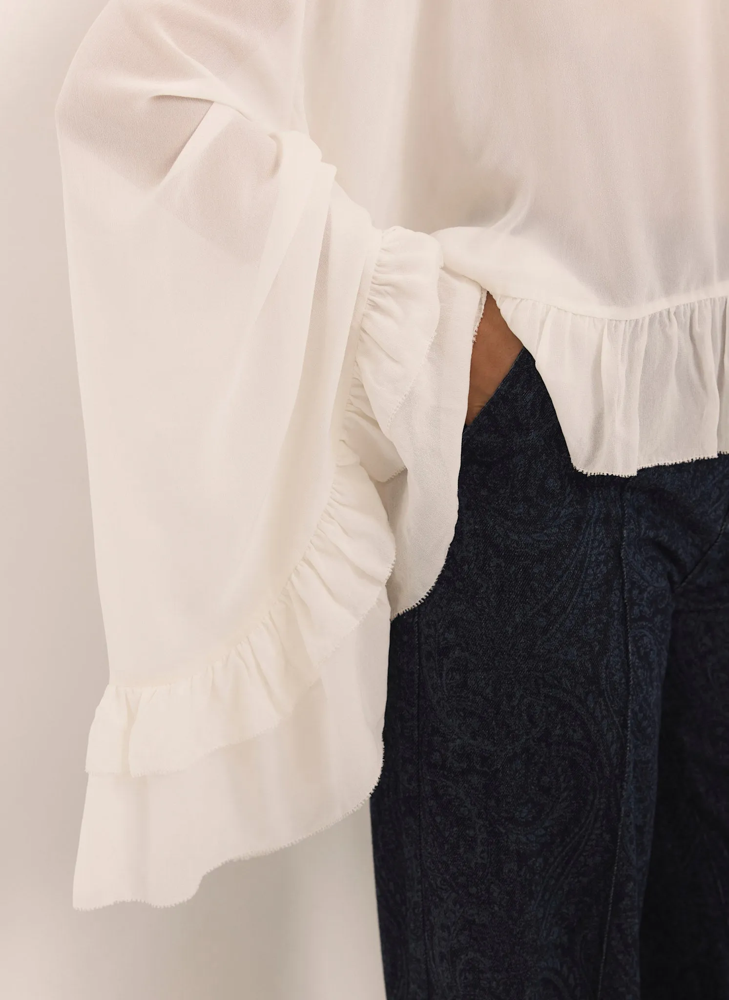 Cream Ruffle Tie Detail Blouse sold by Mint Velvet product image thumbnail 5