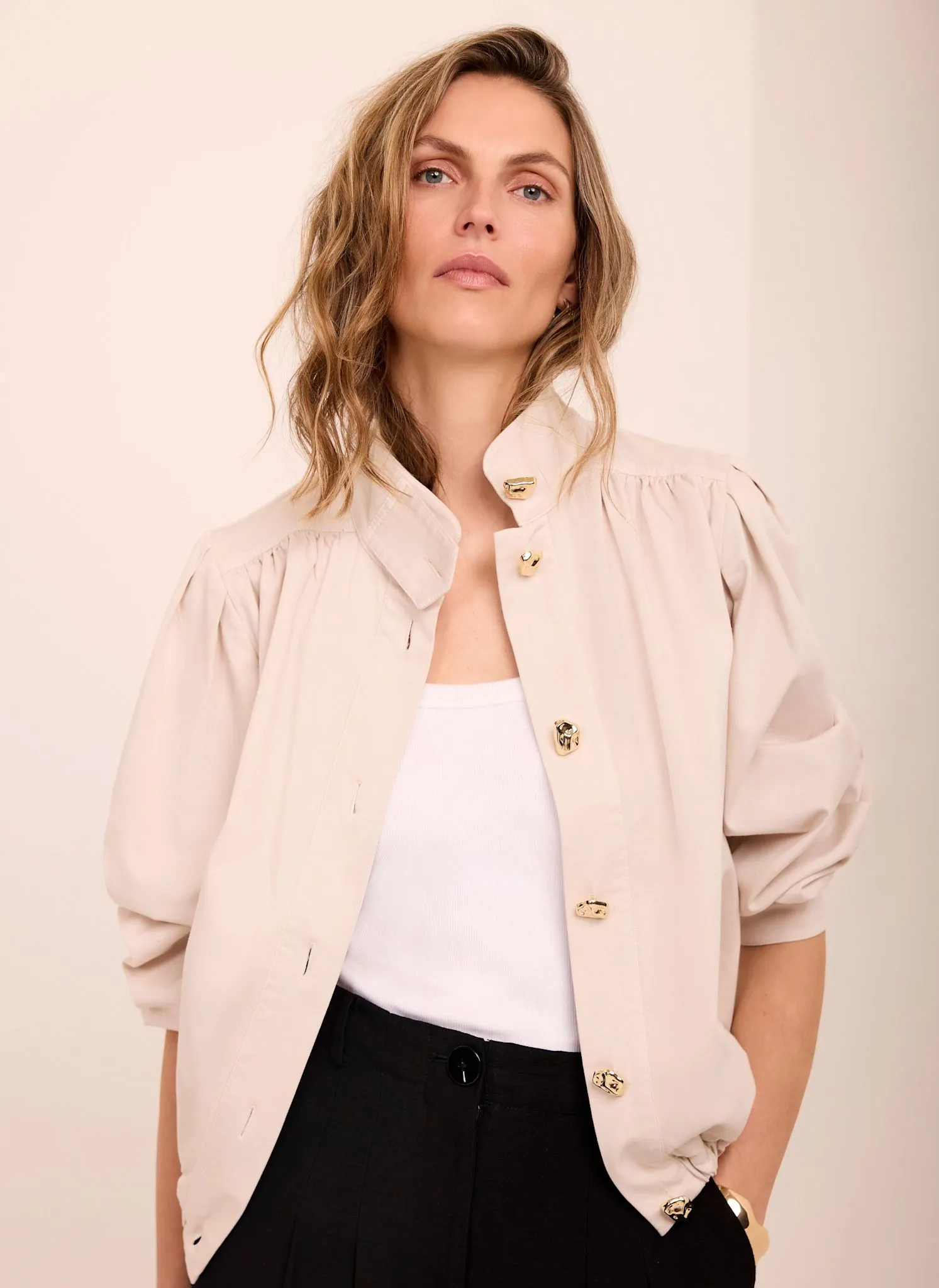 Neutral Cotton Blend Jacket sold by Mint Velvet product image thumbnail 5