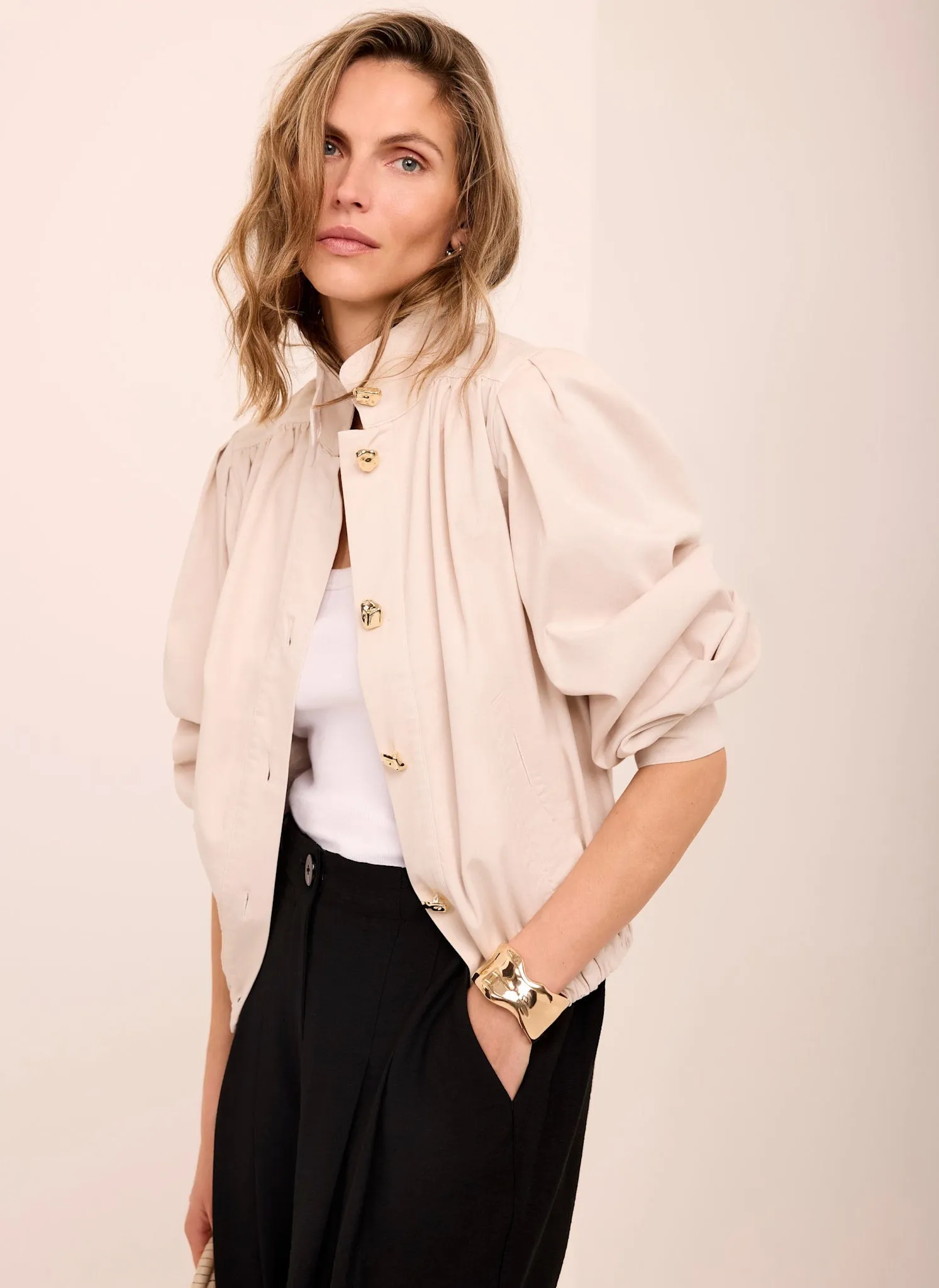 Neutral Cotton Blend Jacket sold by Mint Velvet product image thumbnail 3