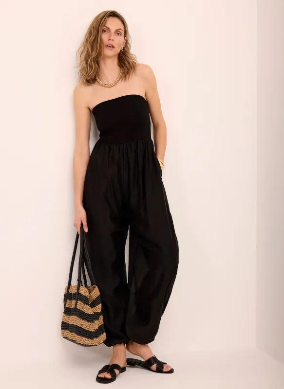 Black Jersey Bandeau Jumpsuit sold by Mint Velvet