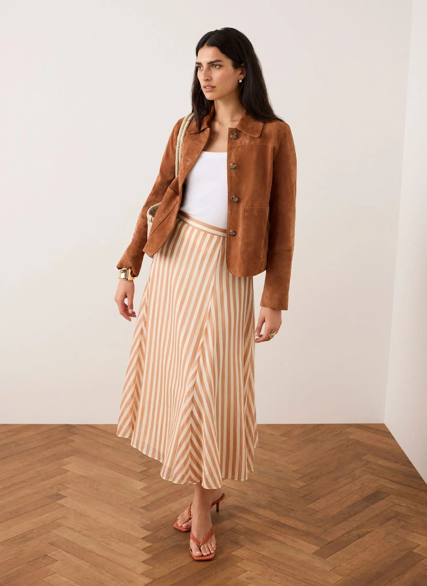 Orange Striped A Line Midi Skirt sold by Mint Velvet product image thumbnail 5