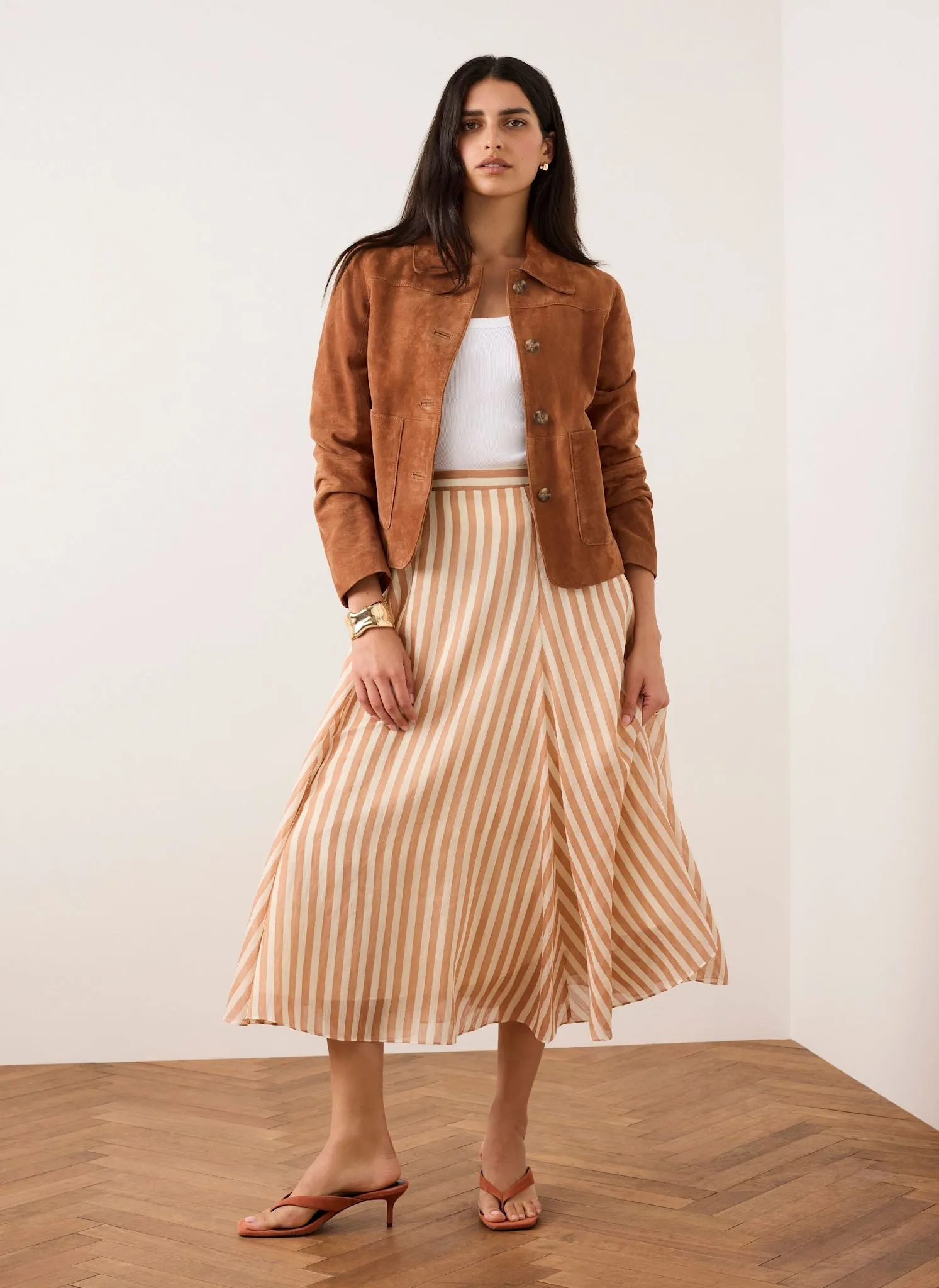 Orange Striped A Line Midi Skirt sold by Mint Velvet product image thumbnail 3