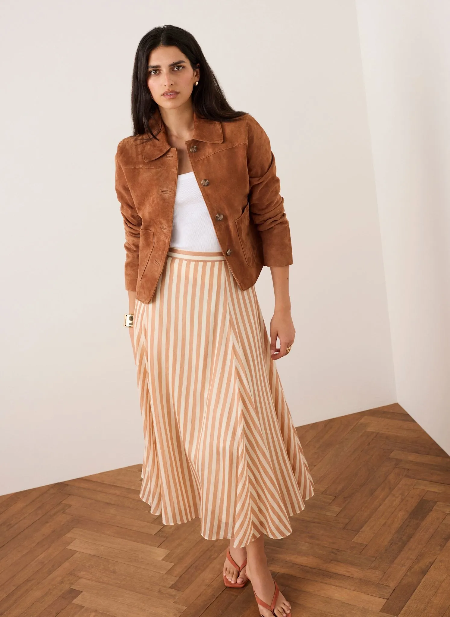 Orange Striped A Line Midi Skirt sold by Mint Velvet product image thumbnail 2