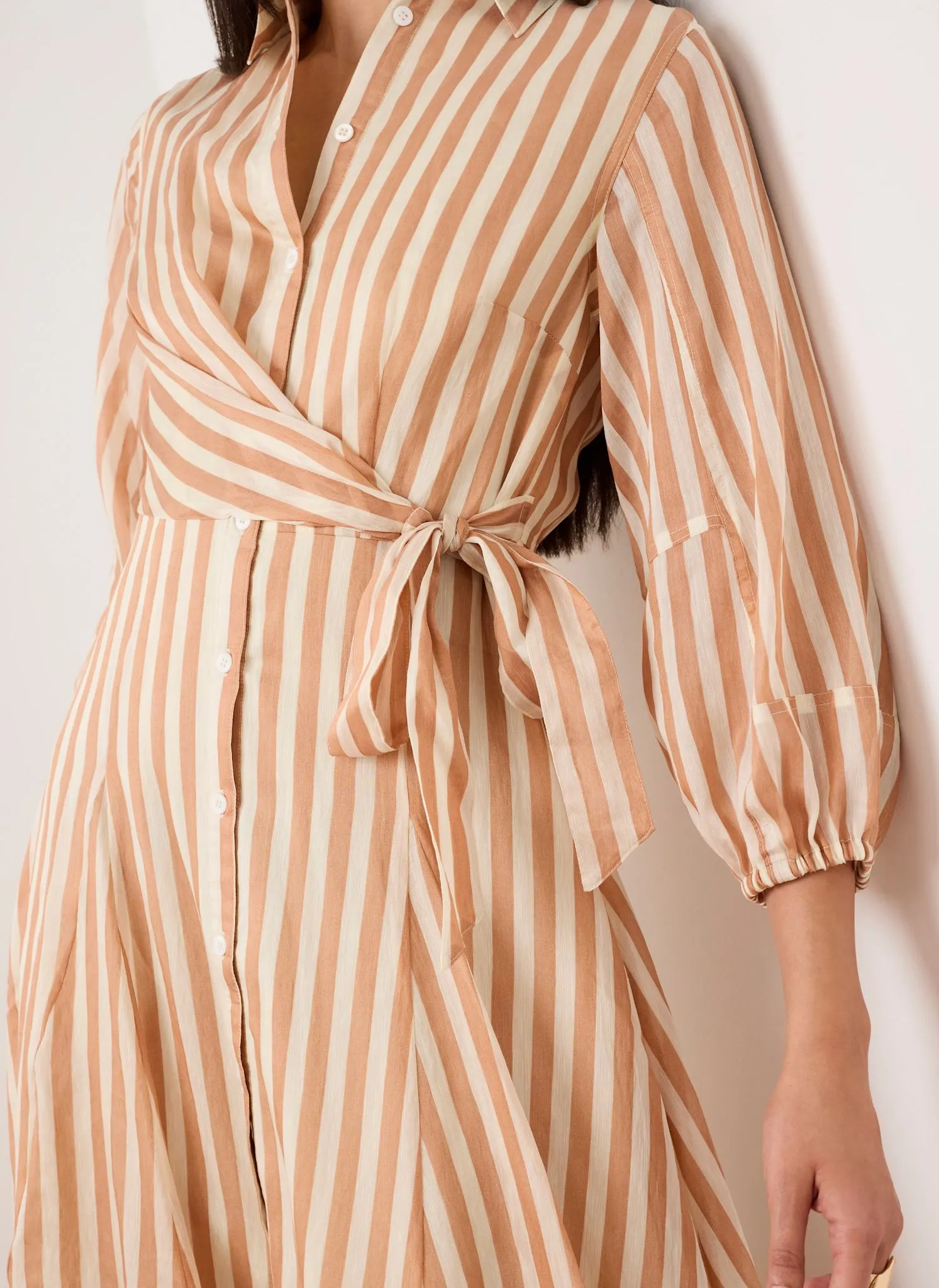 Orange Stripe Wrap Midi Shirt Dress sold by Mint Velvet product image thumbnail 5