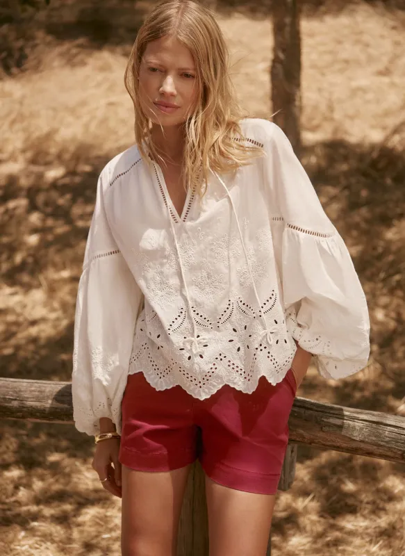 White Cotton Broderie Blouse sold by Mint Velvet