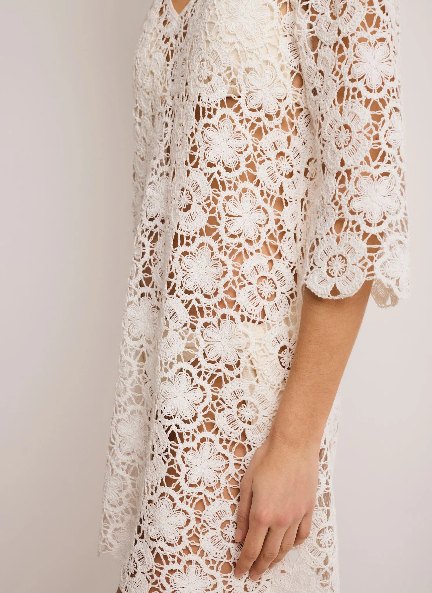 White Crochet Beach Mini Dress sold by Mint Velvet product image thumbnail 4