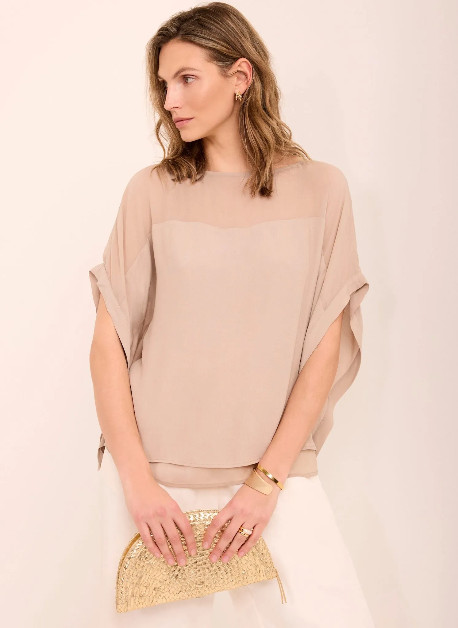 Neutral Sheer Panel Top sold by Mint Velvet