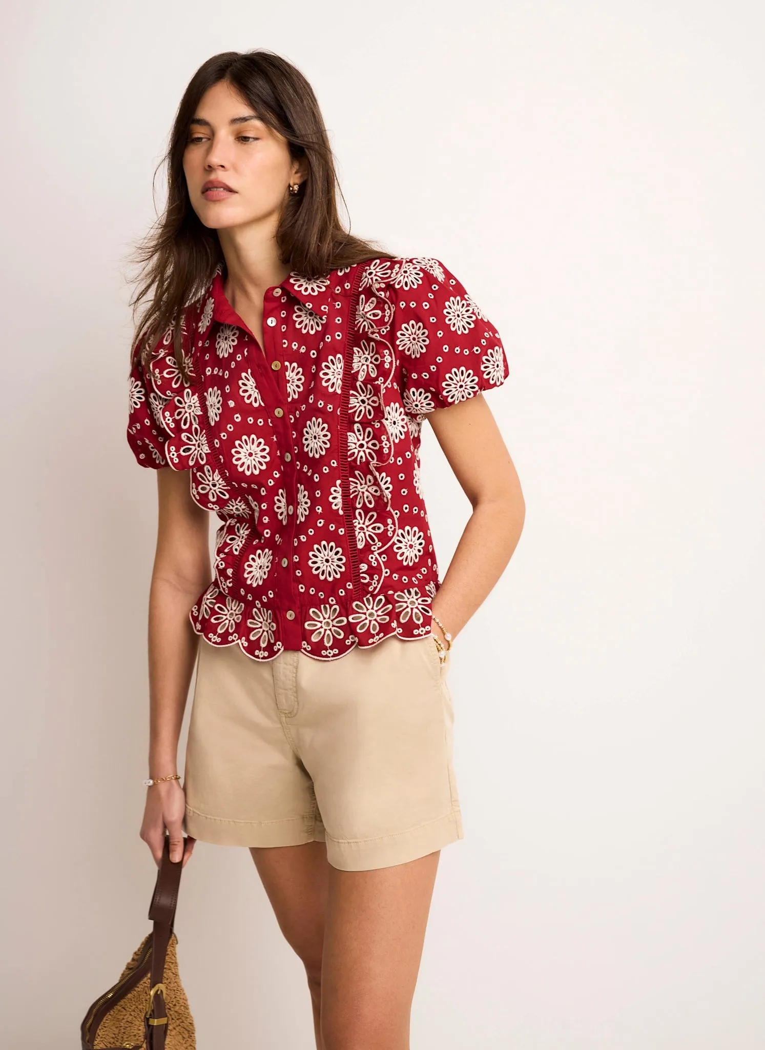 Red Cotton Broderie Shirt sold by Mint Velvet product image thumbnail 2