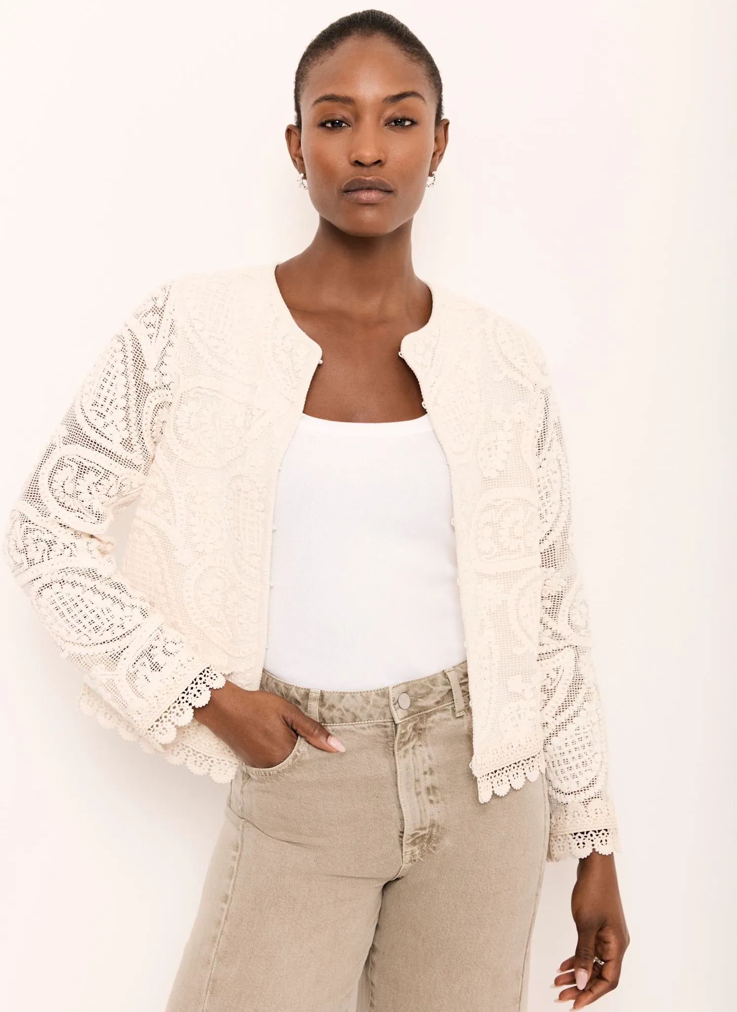 Neutral Crochet Paisley Jacket sold by Mint Velvet product image thumbnail 3
