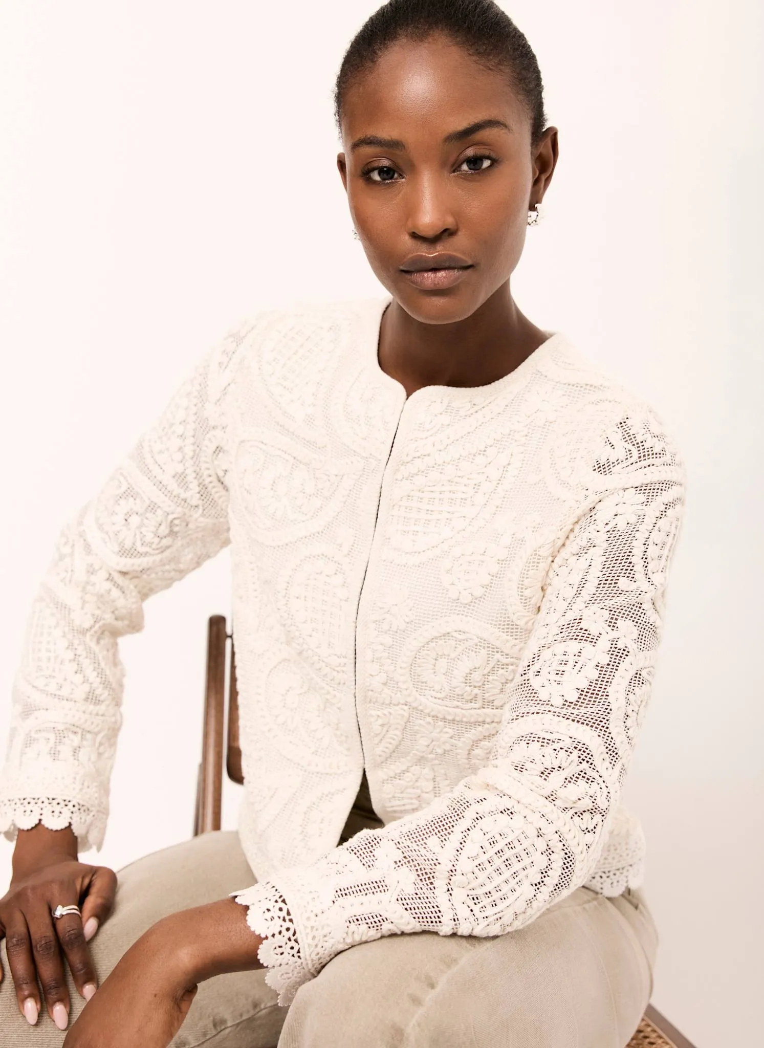 Neutral Crochet Paisley Jacket sold by Mint Velvet product image thumbnail 5