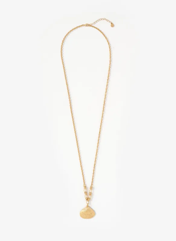Gold Tone Shell Pendant Necklace made by Mint Velvet