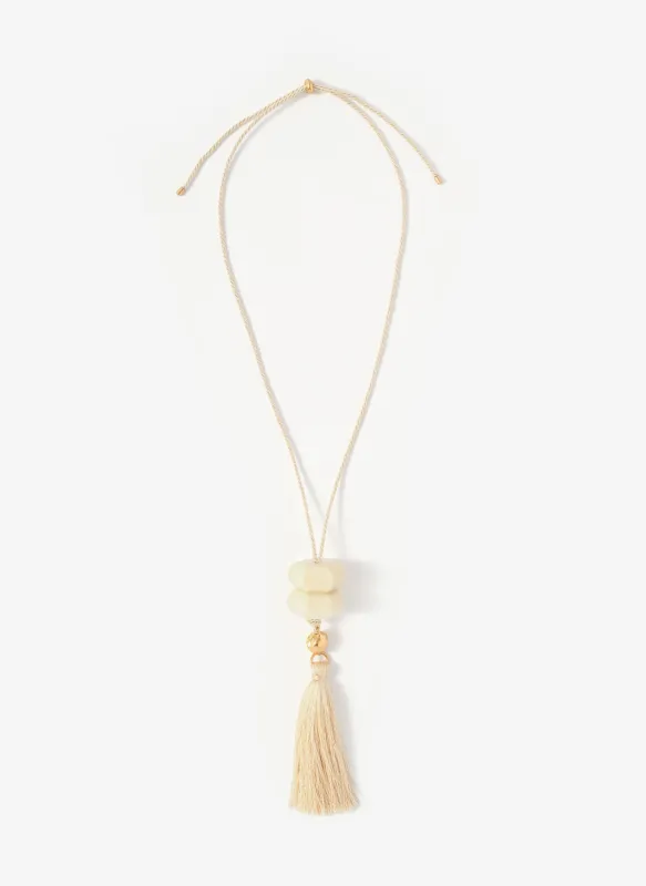 Cream Resin Tassel Pendant Necklace sold by Mint Velvet