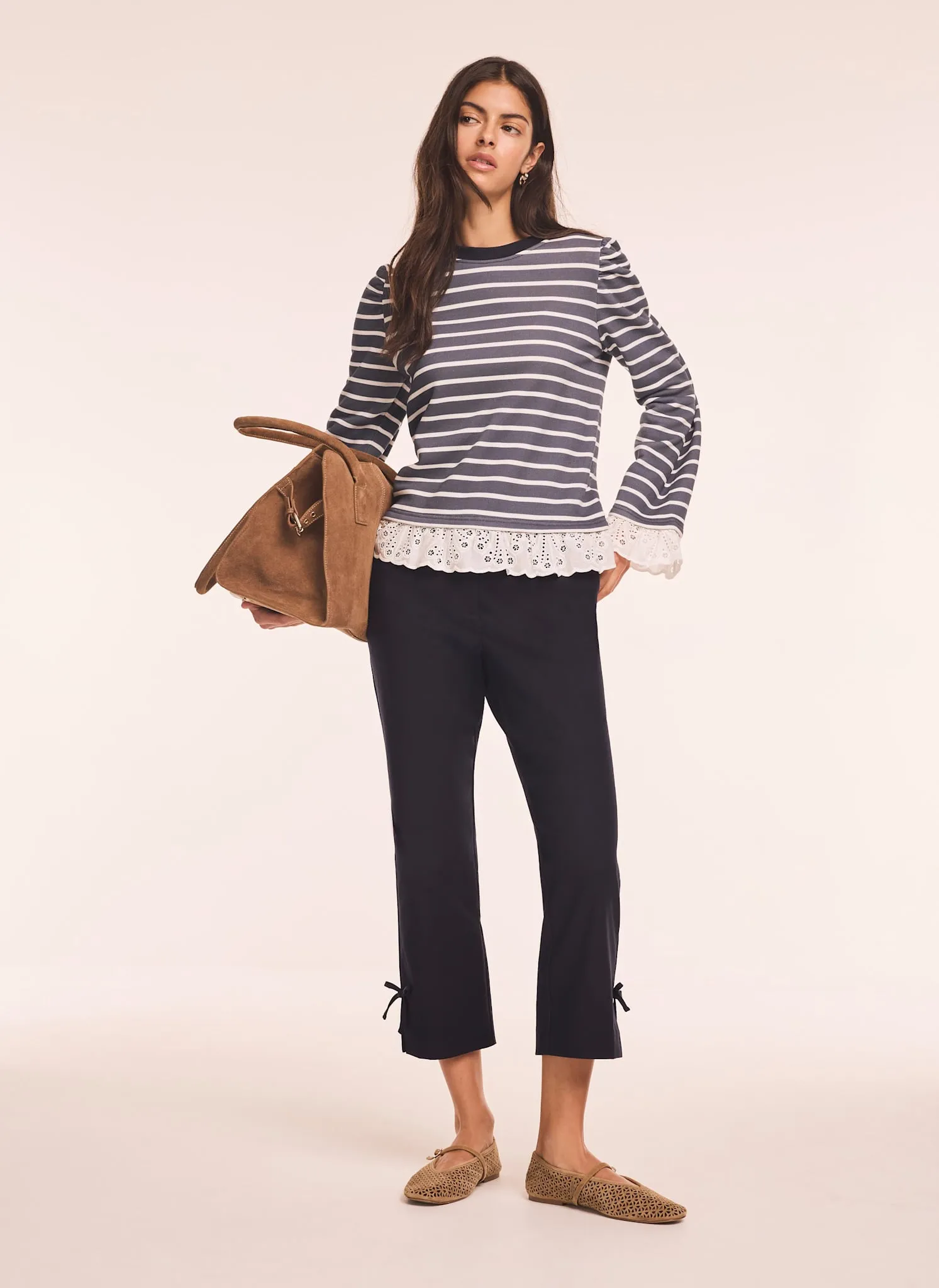 Navy Cotton Blend Capri Trousers sold by Mint Velvet product image thumbnail 2