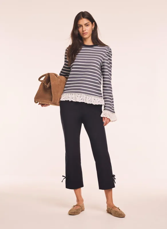 Navy Cotton Blend Capri Trousers sold by Mint Velvet