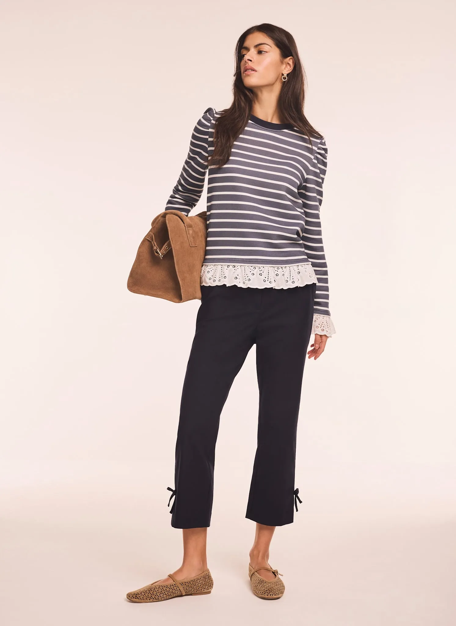 Navy Cotton Blend Capri Trousers sold by Mint Velvet product image thumbnail 4