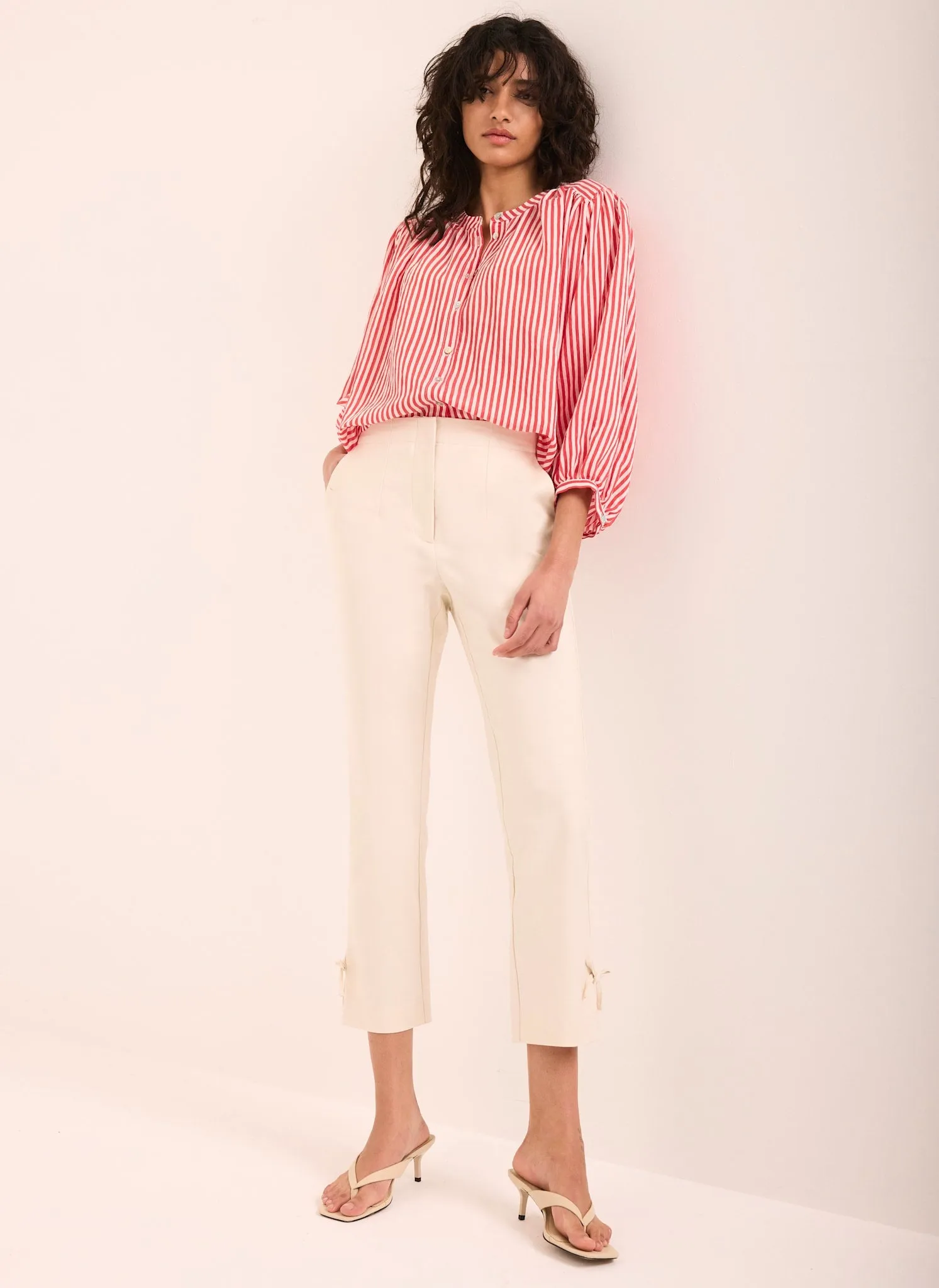 Neutral Cotton Blend Capri Trousers sold by Mint Velvet product image thumbnail 4