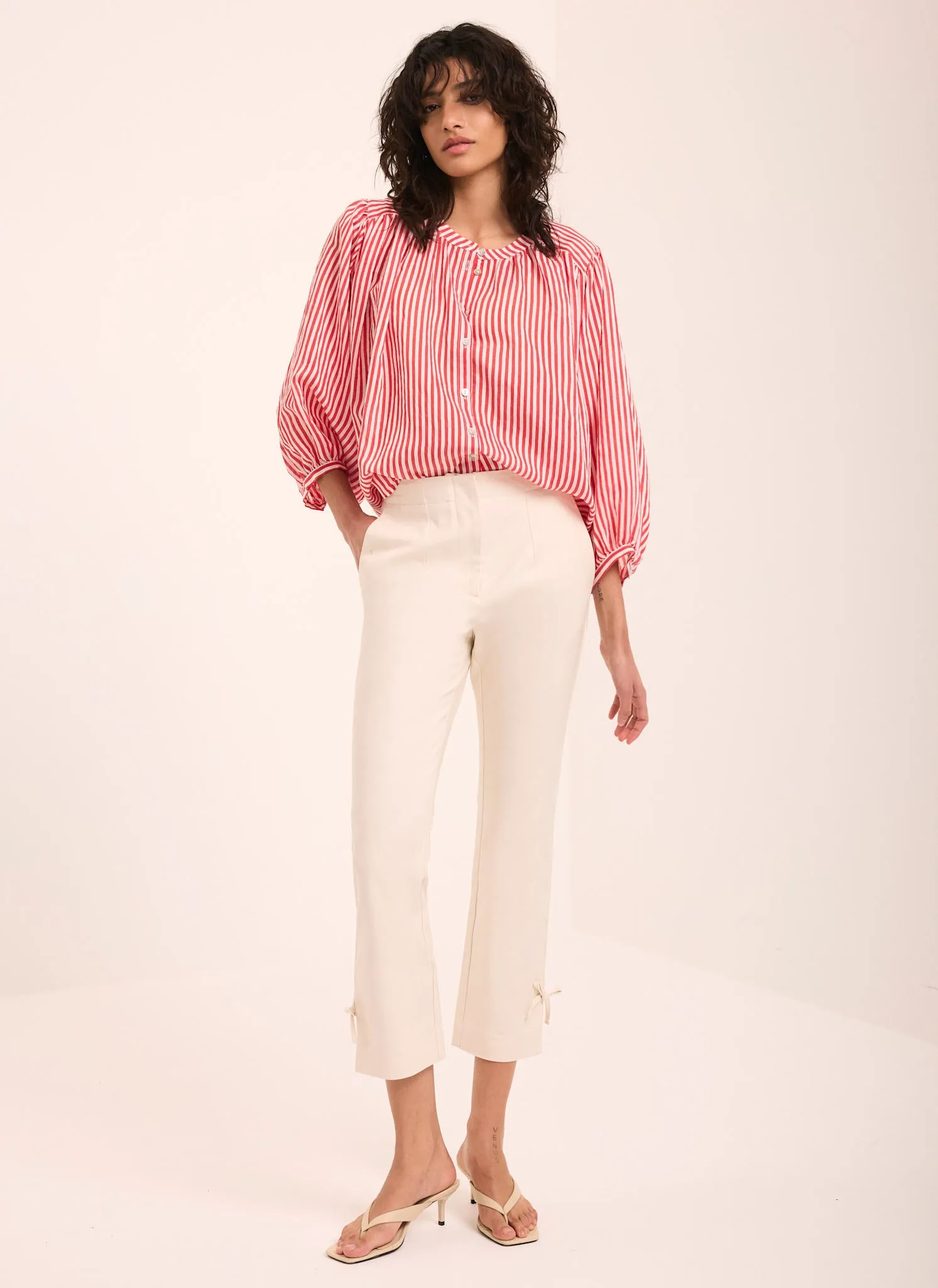 Neutral Cotton Blend Capri Trousers sold by Mint Velvet product image thumbnail 5